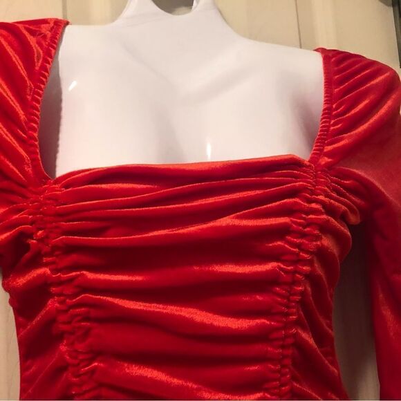 Bodycon Dress Long Sleeve Velvet Ruched Women's Wild Fable. Y2K - Picture 6 of 12